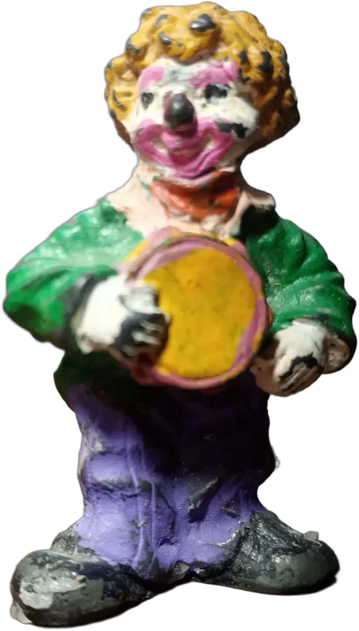 Vintage Figura De Plomo Payaso Pintada A Mano Multicolor (verde, Morado, Amarillo, Blanco, Negro, Rosa)