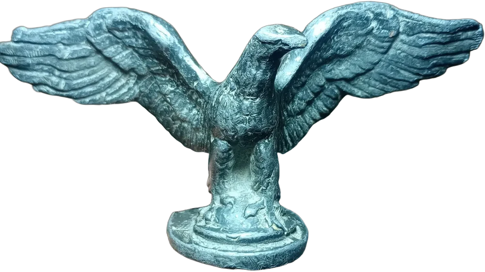 Antigua Escultura Aguila Alpine Metal Plateado