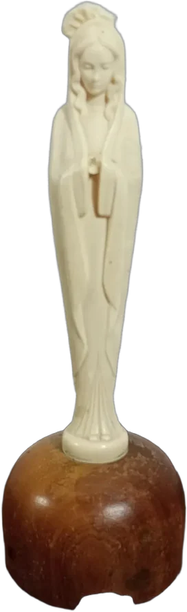 Vintage Figura Religiosa Virgen María Base Musical De Cuerda Blanco