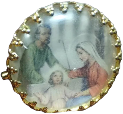 Antiguo Broche O Prendedor Religioso De Latón Dorado Oscuro