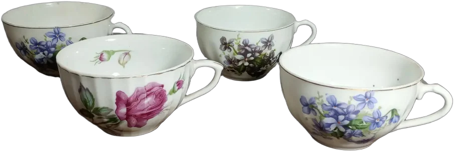 Antiguas Tazas De Té De Porcelana Pink Rose Japonesas Blanco Flores