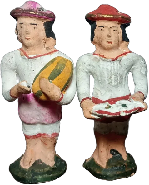 Antiguas Figuras De Terracota Artesanías Par — imagen 1