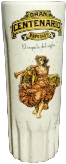 Vaso Caballito Tequilero Promocional Cerámica Centenario Blanco
