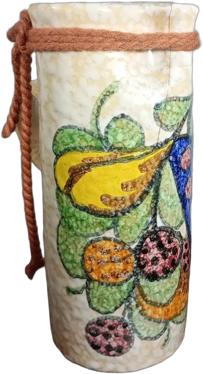 Vintage Taza Tarro Cerámica Toledo 60 S Colorida Restaurado Beige Flores