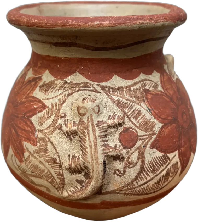 Jarrón Barrí Detallado Con Iguanas Cerámica Estilo Antiguo Terracota Iguanas — imagen 1