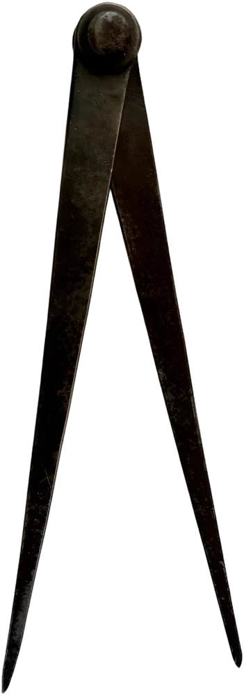 Antiguo Compás De Hierro Forjado Para Taller Gris Oscuro