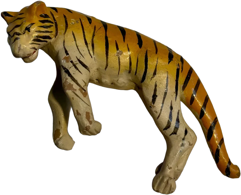 Antigua Figura De Terracota Tigre Acostado 8 Cm — imagen 1