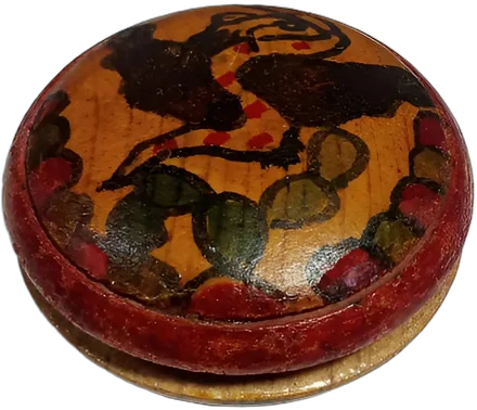 Antiguo Yoyo De Madera Artesanal Pintado A Mano Bordó — imagen 1