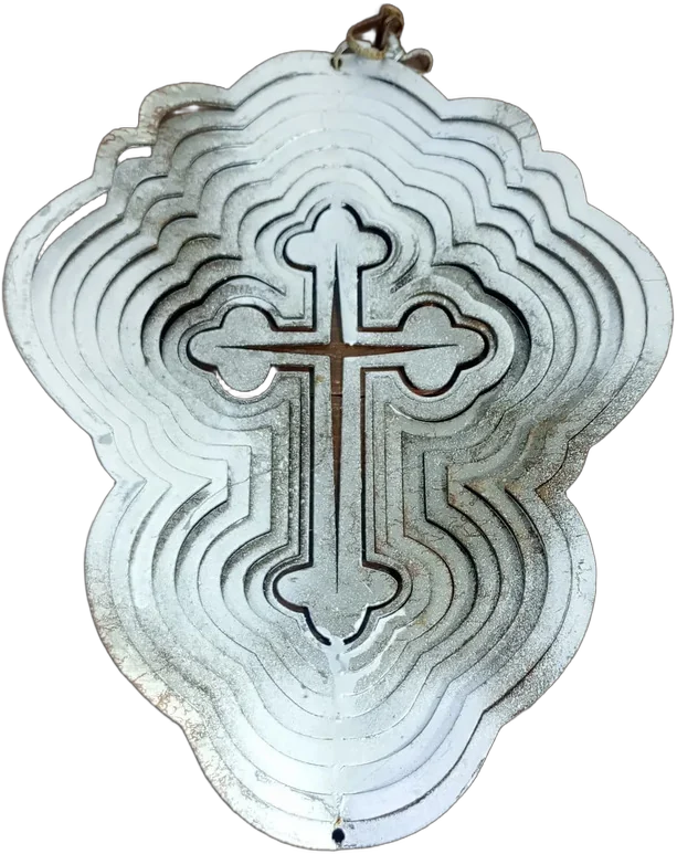 Cruz Decorativa Religiosa Metal Repujado, Colgante Vintage Plateado