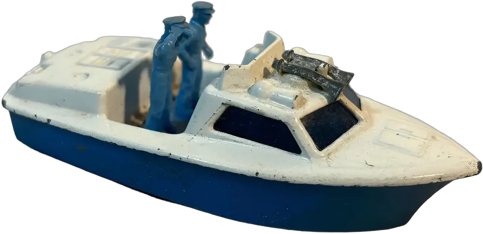 Vehículo A Escala Lancha Policía Matchbox Lesney Azul Acero