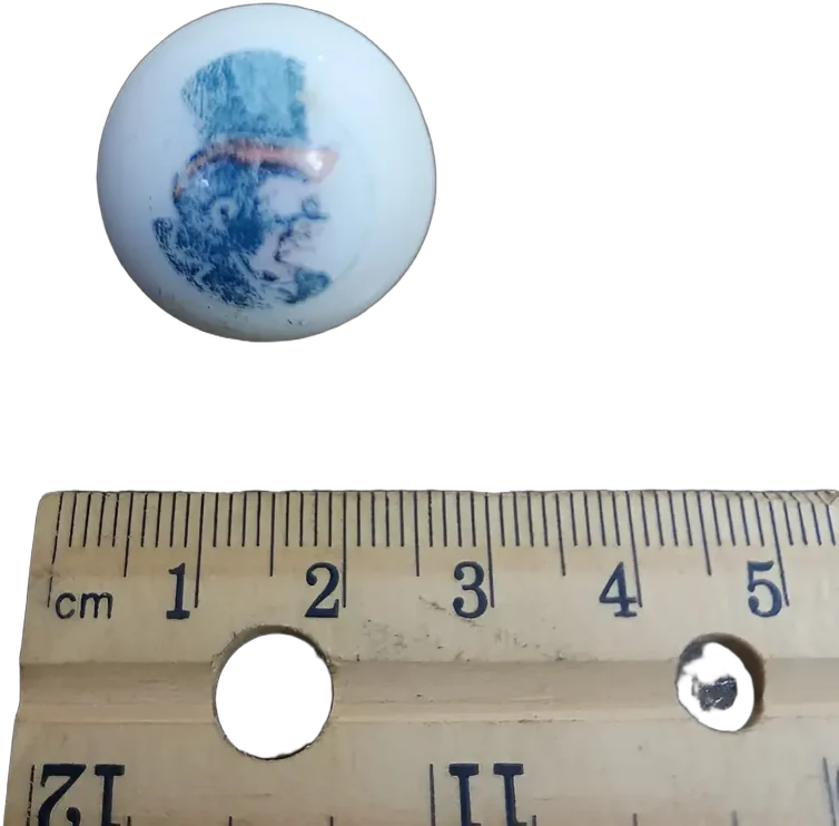 Canica Vintage 25 Mm Vidrio Lechoso Sombrero De Copa
