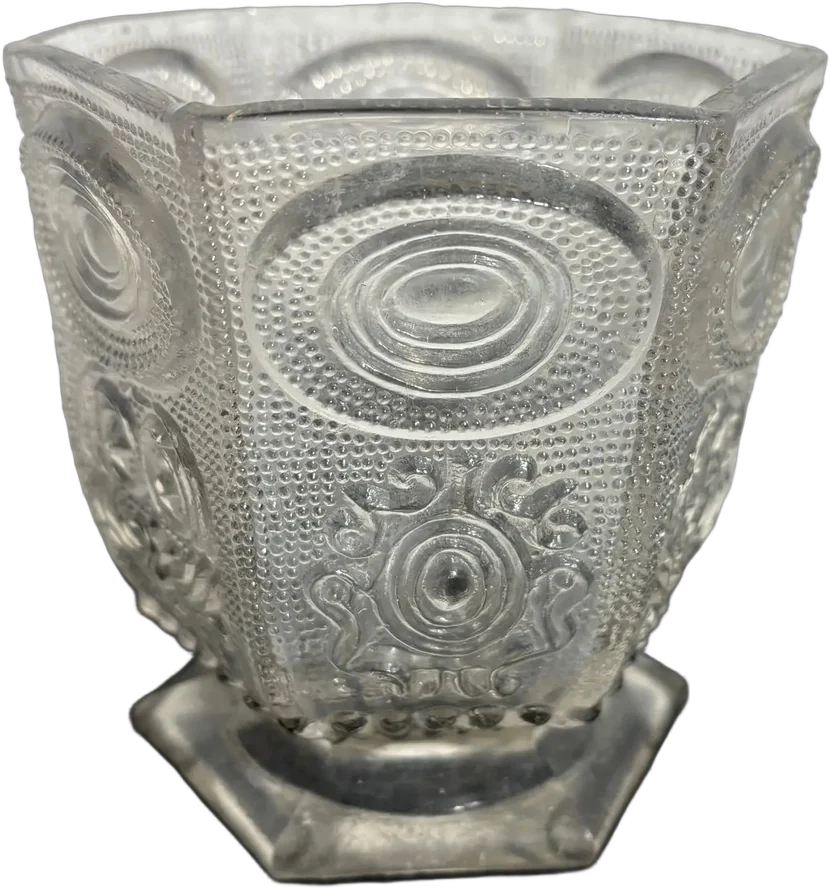 V Un Breve Vaso Vidrio Prensado Paneles Con Relieves Transparente