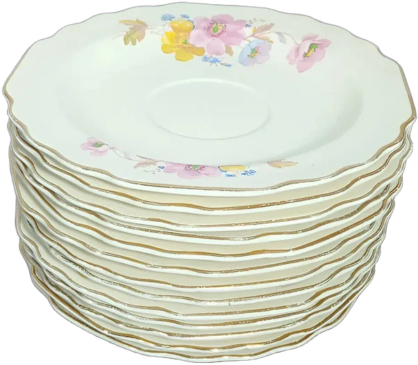 Juego De 13 Platillos Vintage George Canarystone Porcelana Beige