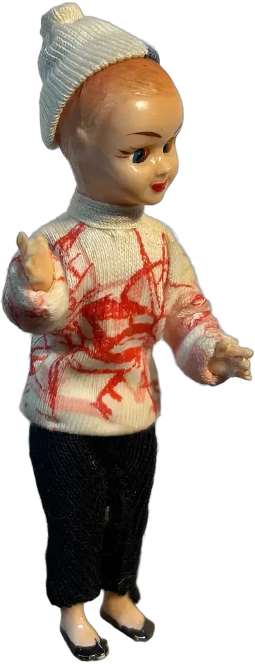 Vintage Muñeca Esquiadora Celuloide Articulada 11 Cm