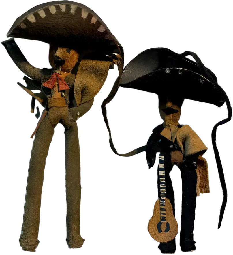 Antigua Figura Charro Y Mariachi Artesanía Mexicana — imagen 1