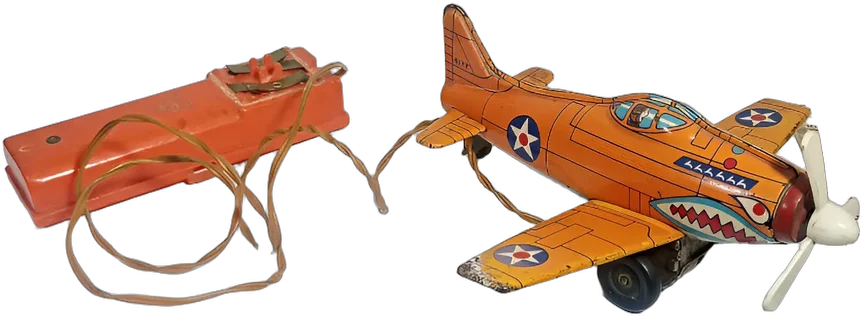 Avión De Hojalata Plastimarx Eléctrico Con Control Naranja