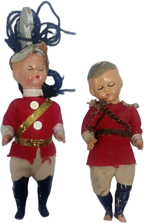 Muñecos Antiguos Soldados Guardias Británicos Lote 2 Pzas Rojo