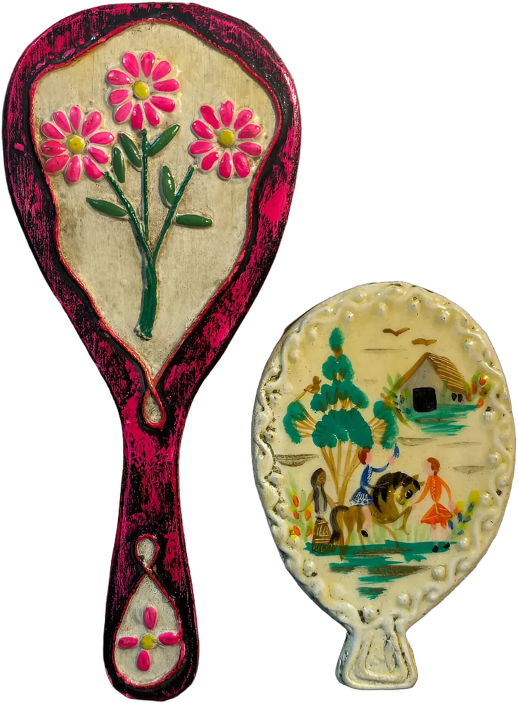 Antiguos 2 Espejos Artesanía Tradicional Mexicana 40s, 50s — imagen 1