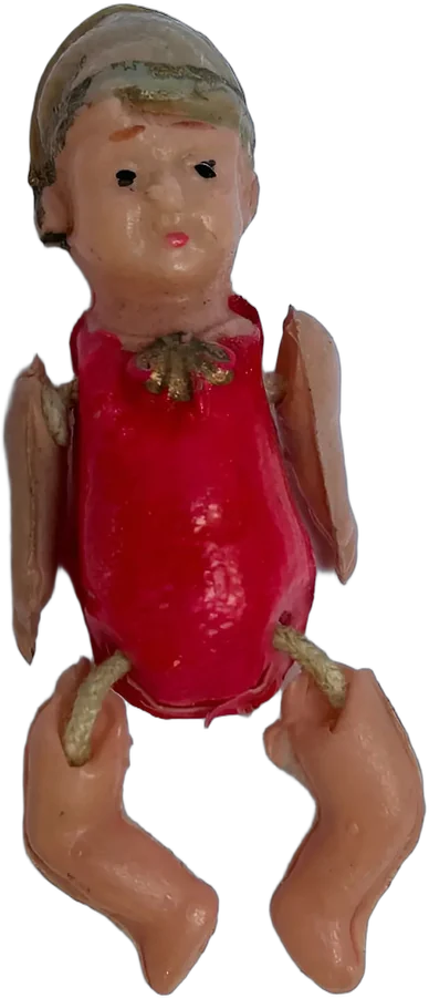 Antigua Miniatura Muñeco Bebé Celuloide Rojo — imagen 1