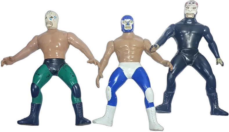 Lote 3 Figuras Vintage Lucha Libre Blue Demon