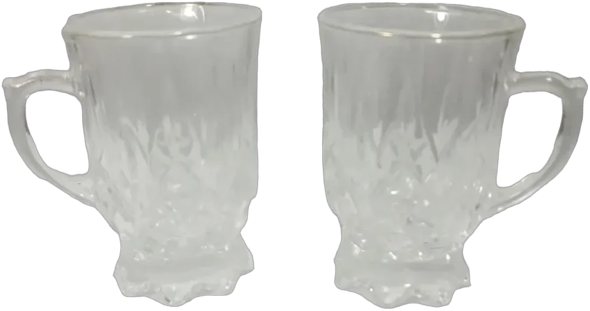 Tazas Vintage Vidrio Prensado Corea Rok (par) Agua Diamante