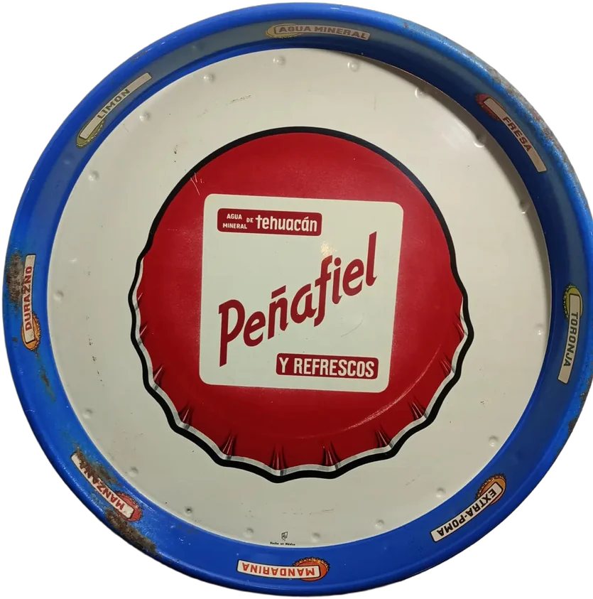 Charola Vintage Peñafiel Tehuacán Refrescos 36 Cm Beige