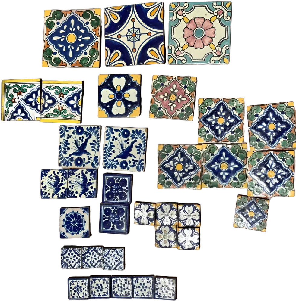 Azulejos Artesanales Poblanos Piezas Variadas Multicolor