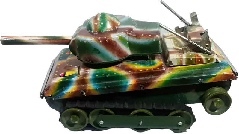 Tanque Hojalata Vintage Japonés Camuflaje 28 Cm Verde Lima