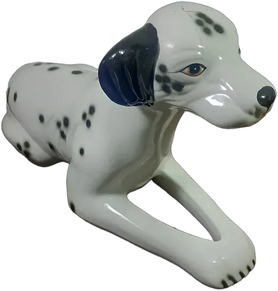 Antiguo Perro Dálmata Cerámica Decorativo 28 Cm Blanco Y Negro