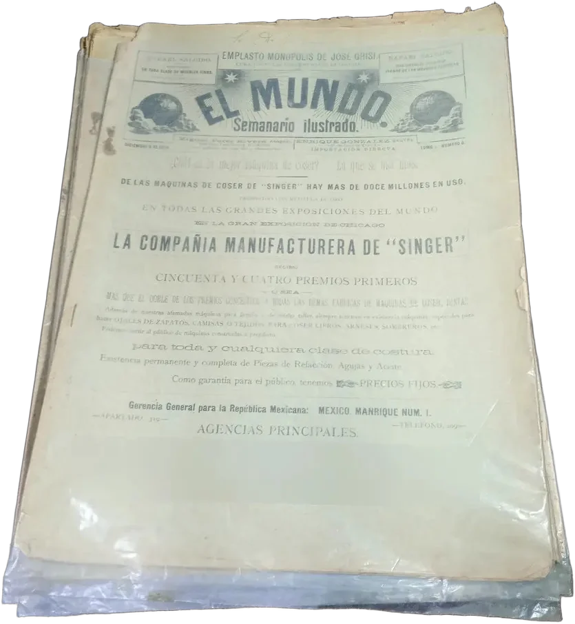 Antiguo Semanario Ilustrado El Mundo México 1894-1895 — imagen 1