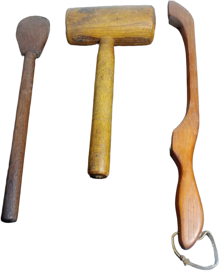 Antiguos Utensilios De Cocina En Madera (3 Ppiezas) Chocolate
