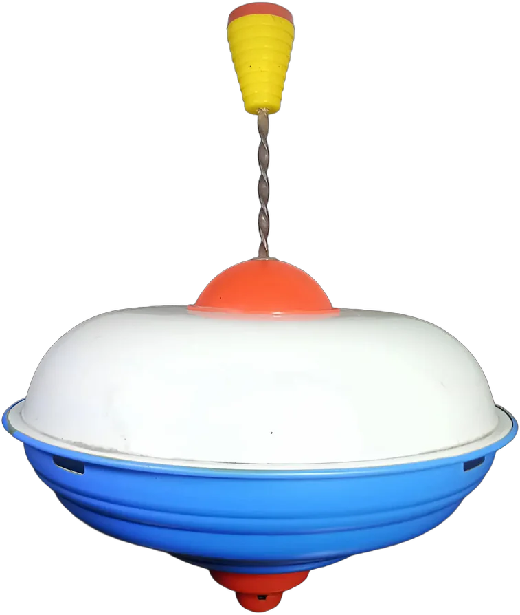 Antiguo Trompo Metálico De Resorte Años 60 Azul