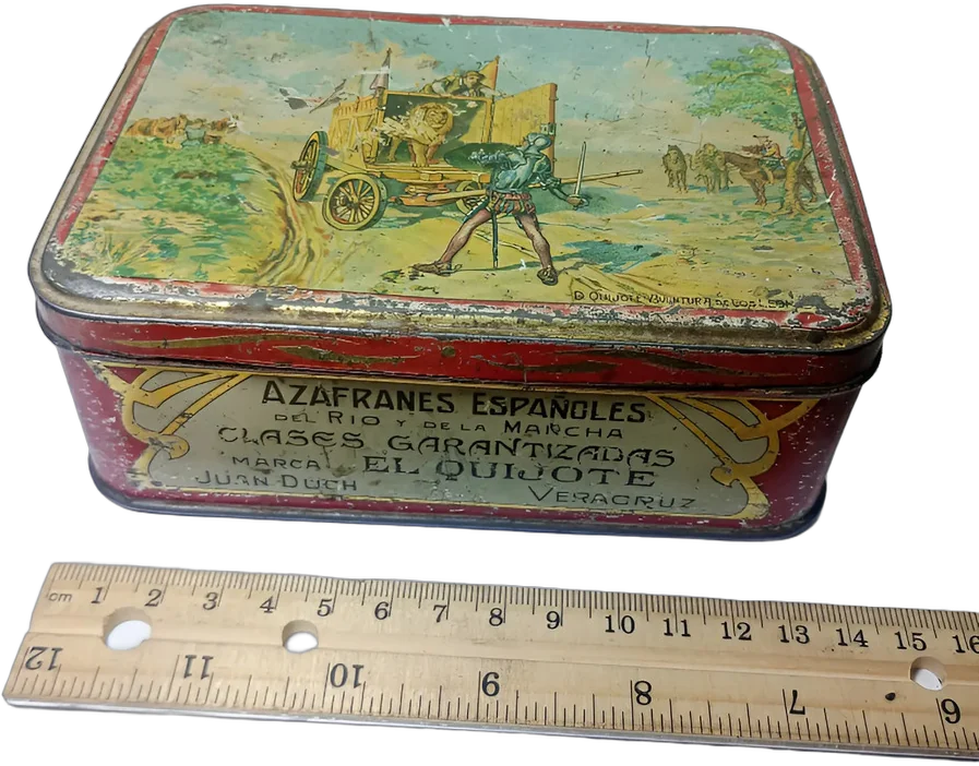 Antigua Caja Metálica Azafranes El Quijote Juan Duch Veracru
