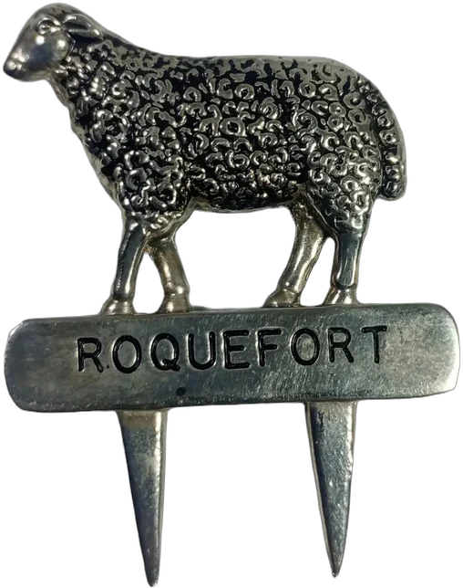 Vintage Marcador Francés Silea Queso Roquefort Oveja Plateado