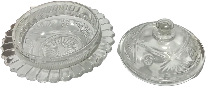 Antigua Dulcera De Vidrio Prensado Con Tapa Años 4050 Agua