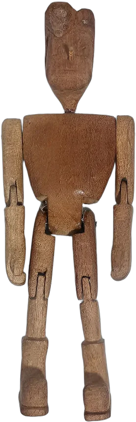 Vintage Muñeco Articulado De Madera Tallada 20 Cm