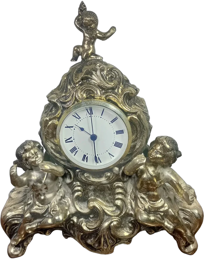 Antiguo Reloj Dorado Con Querubines Barrocos Dorado