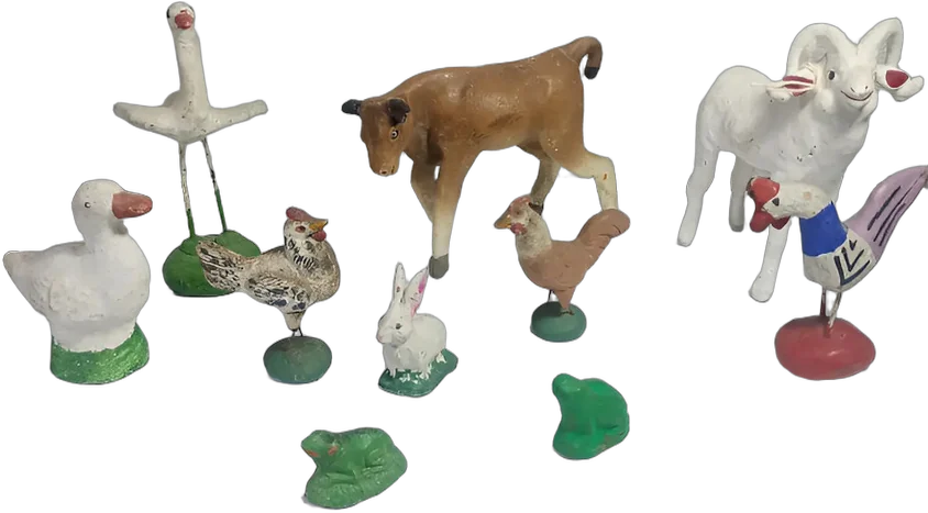 Antiguas Figuras De Yeso Animales De Granja Mexicano — imagen 1