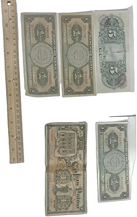 Antiguos Billetes Mexicanos 5 Y 10 Pesos 1950s