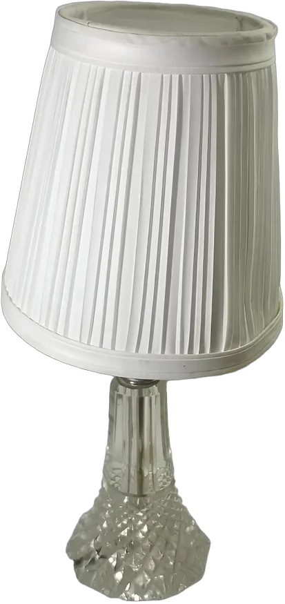 Antigua Lámpara Cristal Tallado Con Pantalla Plisada 32 Cm