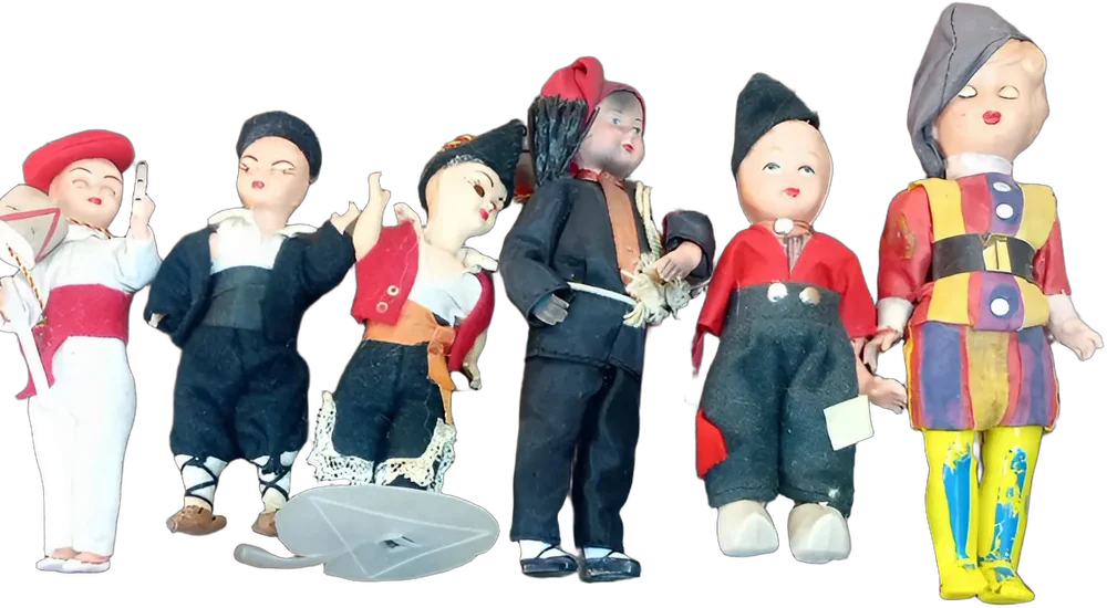Vintage Muñecos Folklóricos Europeos 1950s-70s (6 Piezas)