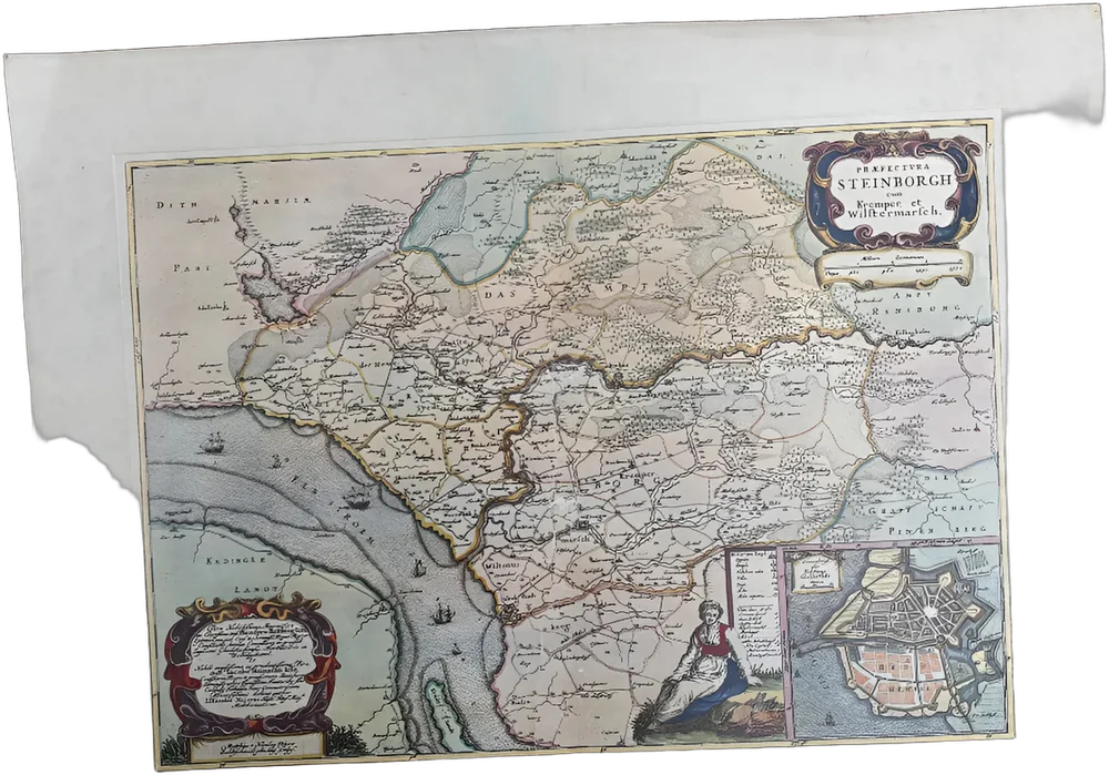 Mapa Antiguo Prefectura De Steinborgh Papel Color — imagen 1