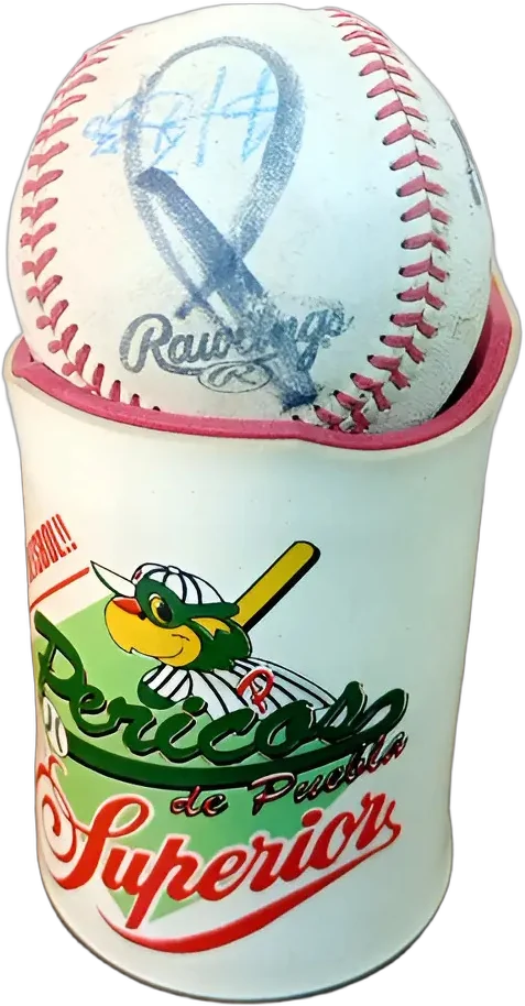 Vintage Pelota Pericos Puebla Firmada Vaso Superior