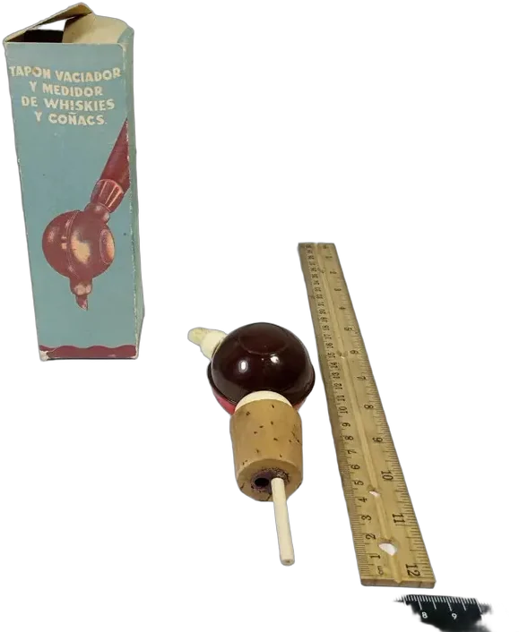 Antiguo Tapón Medidor Para Whiskies Y Coñacs Caja Bordó Lisa — imagen 1