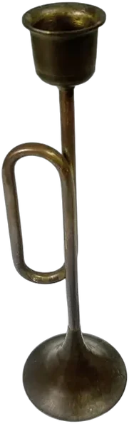 Vintage Candelero Latón Forma De Trompeta 25 Cm