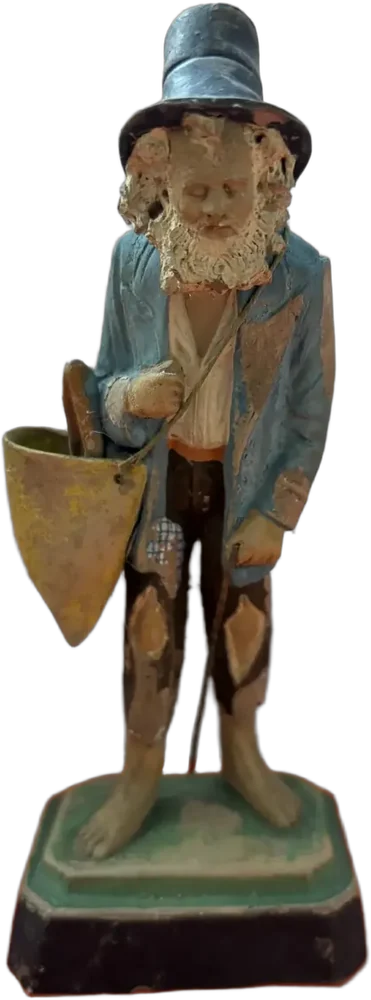 Antigua Figura Tipo Mexicano Vagabundo Hecha A Mano Multicolor