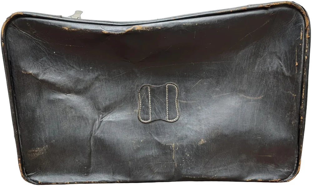 Antigua Maleta Cuero Negro 1920-1930 Decoración Vintage Negro Lisa Antigua