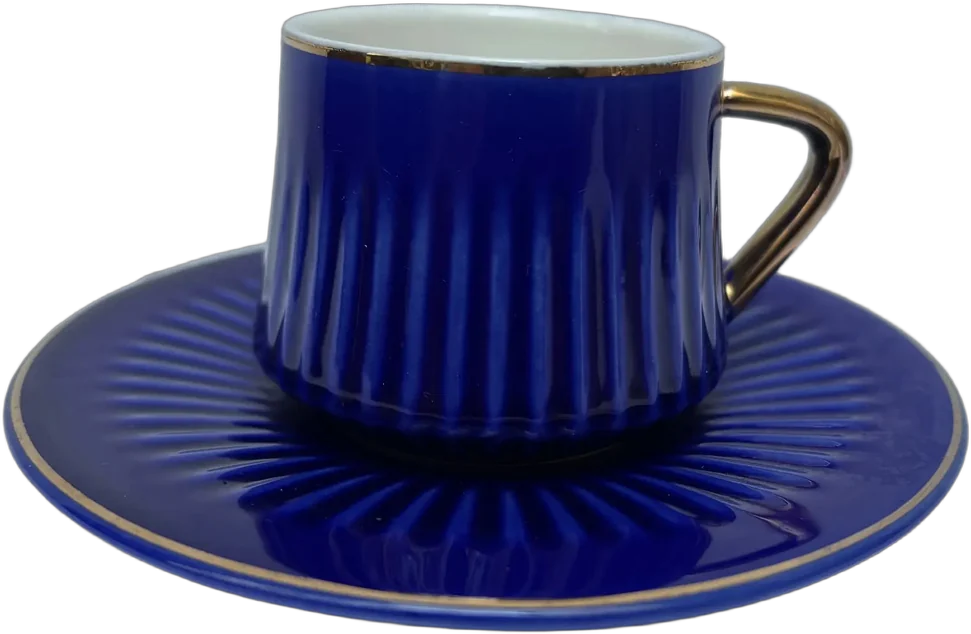 Taza Y Plato Café Turco O Expreso Marca Otemtik Home Vintage Azul Cobalto Turco