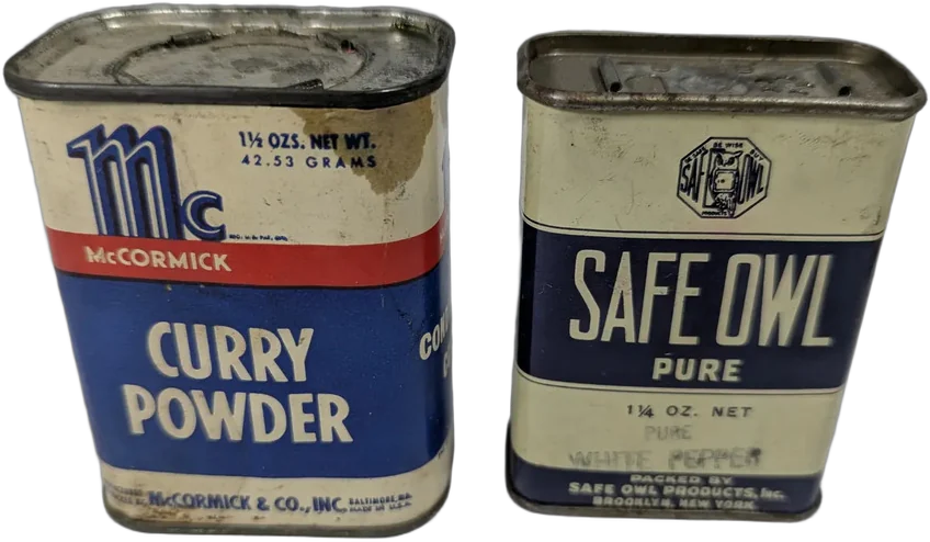 Vintage Par De Latas Especias Colección Mccormick Safe Owl
