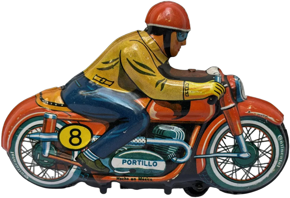 Vintage Motocicleta Juguete Portillo Mexicana Solo Casco